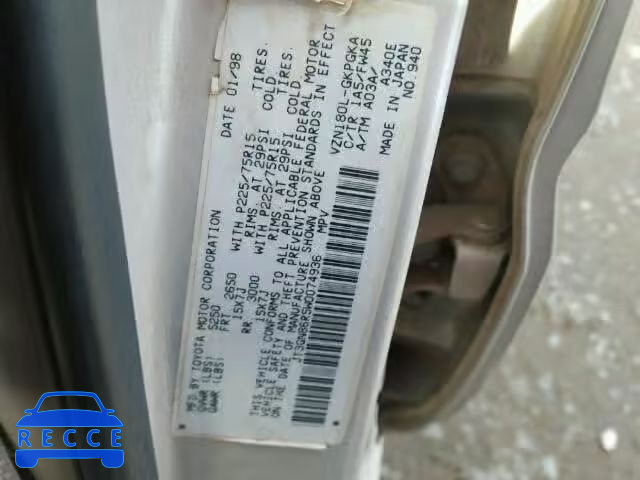 1998 TOYOTA 4RUNNER SR JT3GN86R5W0074936 image 9