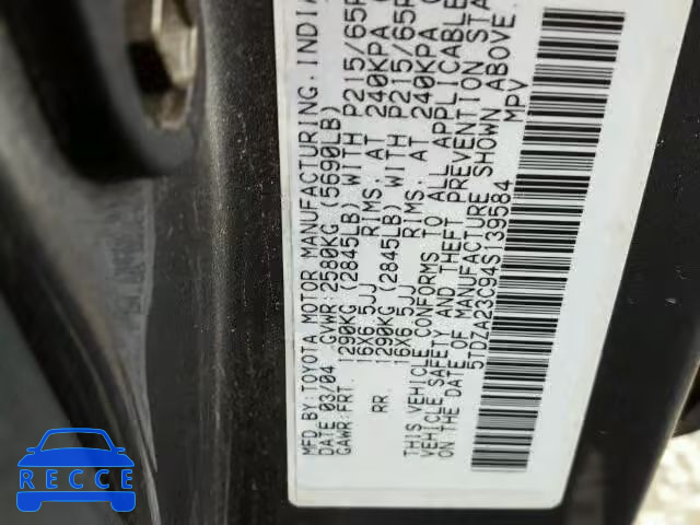 2004 TOYOTA SIENNA CE/ 5TDZA23C94S139584 image 9