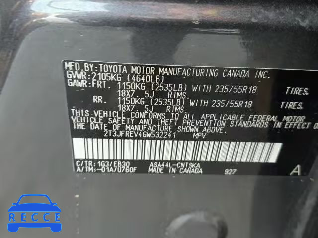 2016 TOYOTA RAV4 SE 2T3JFREV4GW532241 image 9