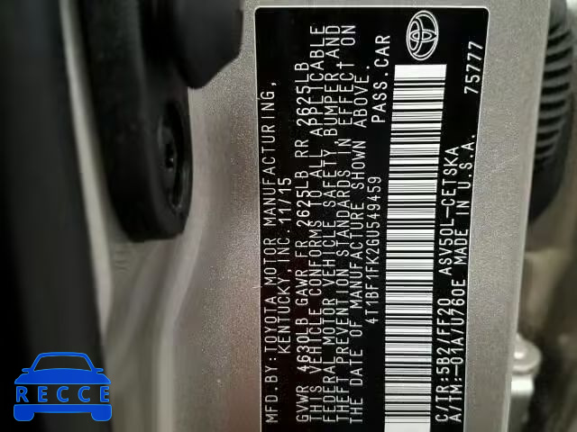 2016 TOYOTA CAMRY LE/X 4T1BF1FK2GU549459 image 9