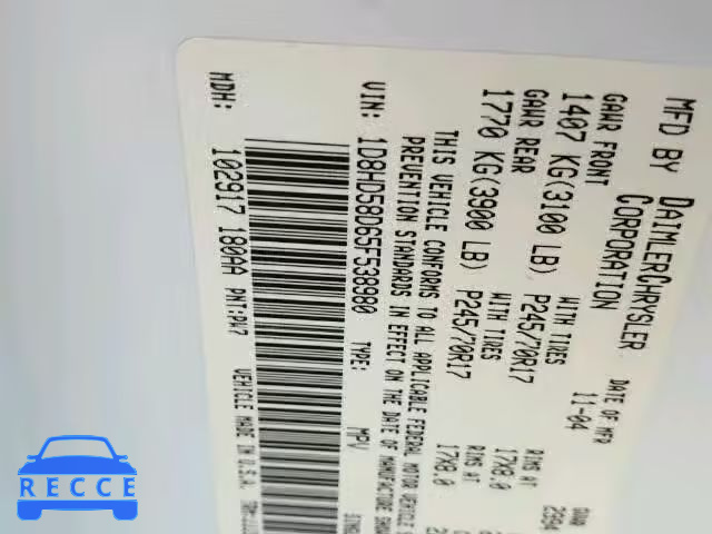 2005 DODGE DURANGO LI 1D8HD58D65F538980 image 9