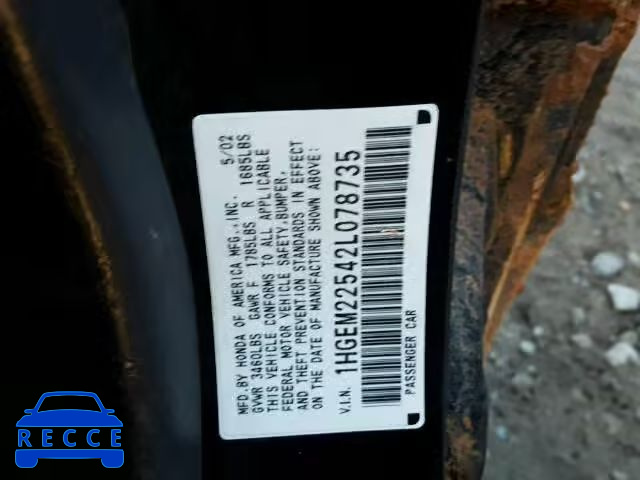 2002 HONDA CIVIC LX 1HGEM22542L078735 image 9