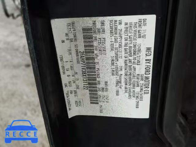 2008 FORD CROWN VIC 2FAHP71V38X131122 image 9