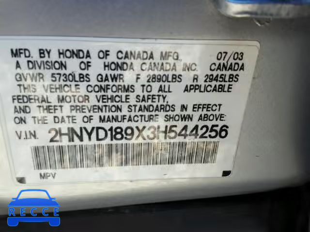 2003 ACURA MDX Touring 2HNYD189X3H544256 image 9
