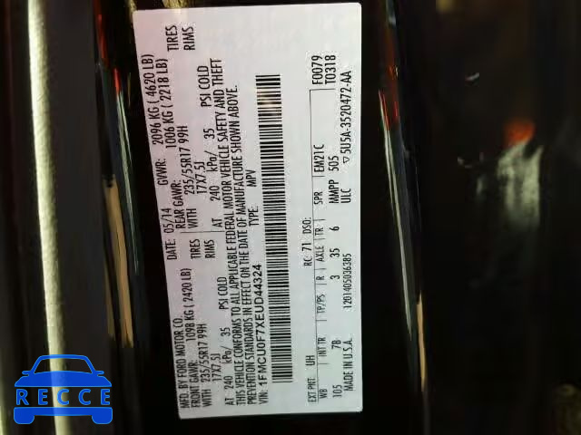 2014 FORD ESCAPE S 1FMCU0F7XEUD44324 image 8