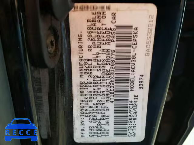 2003 TOYOTA CAMRY LE/X 4T1BE32KX3U208776 image 8