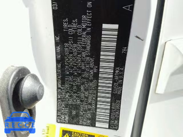 2014 TOYOTA HIGHLANDER 5TDKKRFH3ES017609 Bild 9