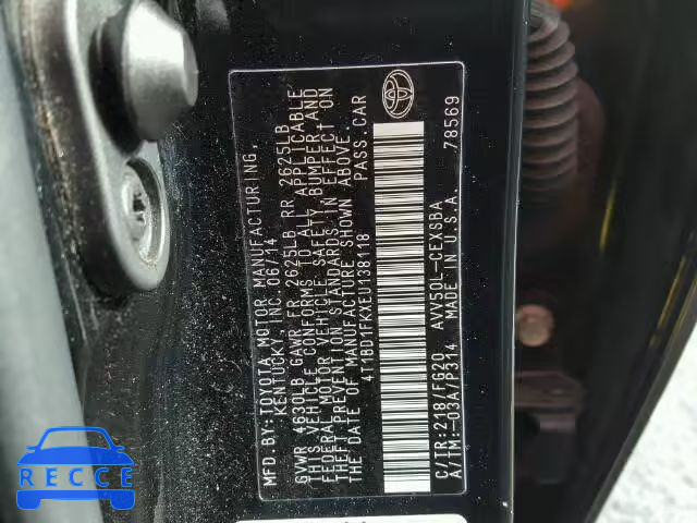 2014 TOYOTA CAMRY HYBR 4T1BD1FKXEU138118 image 9