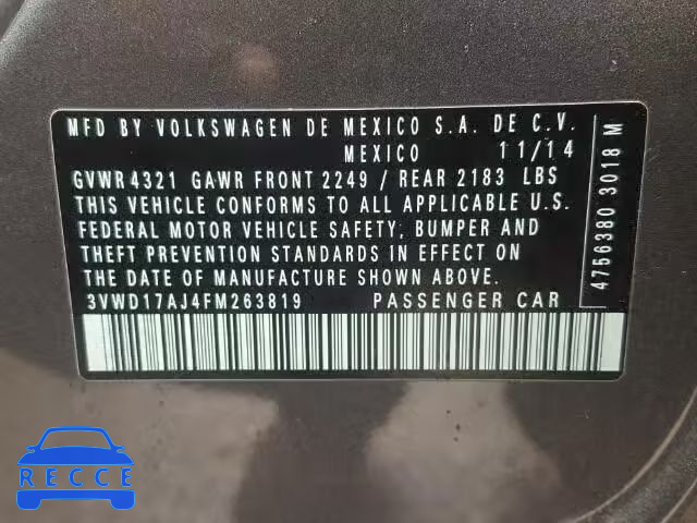 2015 VOLKSWAGEN JETTA SE 3VWD17AJ4FM263819 image 9