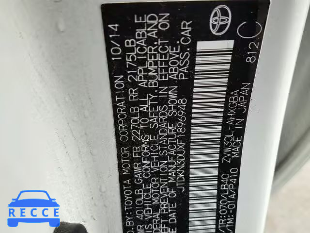 2015 TOYOTA PRIUS JTDKN3DUXF1896948 Bild 8