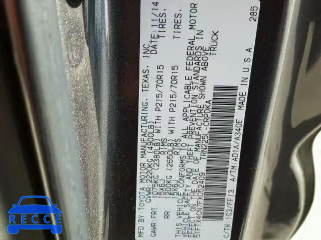 2015 TOYOTA TACOMA ACCESS CAB 5TFTX4CN7FX052409 image 9