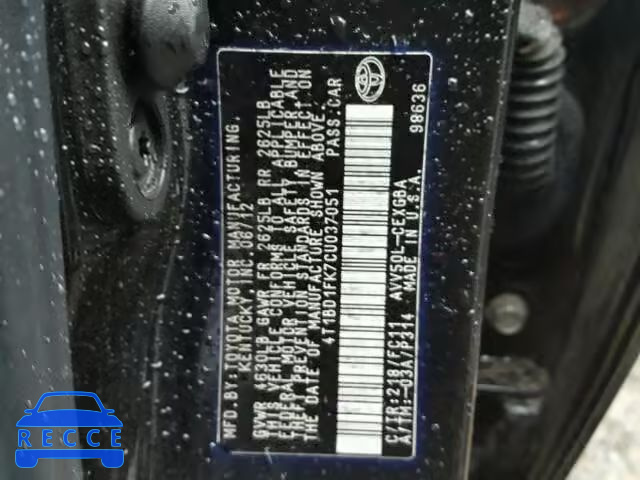 2012 TOYOTA CAMRY HYBR 4T1BD1FK7CU037051 image 9