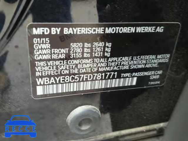 2015 BMW 750LI WBAYE8C57FD781771 Bild 9