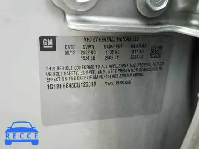 2012 CHEVROLET VOLT 1G1RE6E46CU125310 image 9