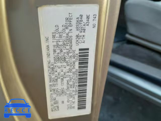 2003 TOYOTA TUNDRA ACC 5TBRT34163S344588 image 9