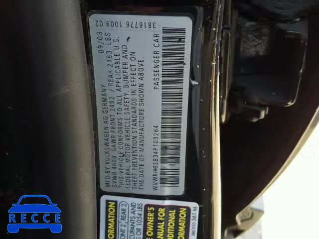 2004 VOLKSWAGEN PASSAT GLX WVWRH63B34P103264 image 8