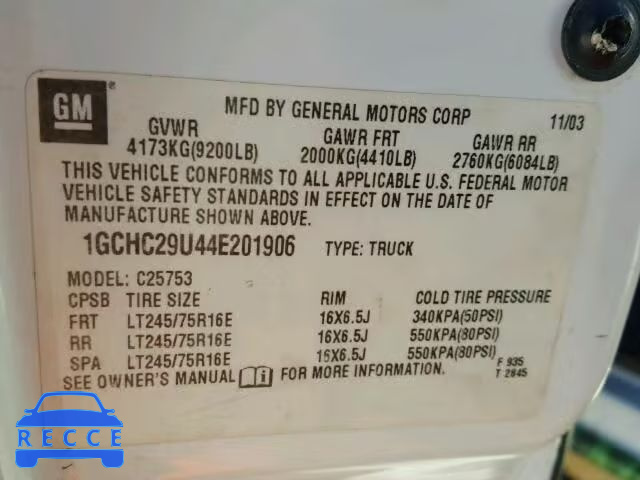 2004 CHEVROLET SILVERADO 1GCHC29U44E201906 image 9