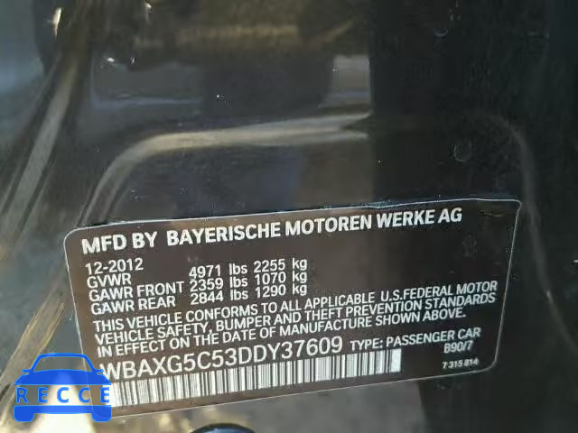 2013 BMW 528I WBAXG5C53DDY37609 зображення 9