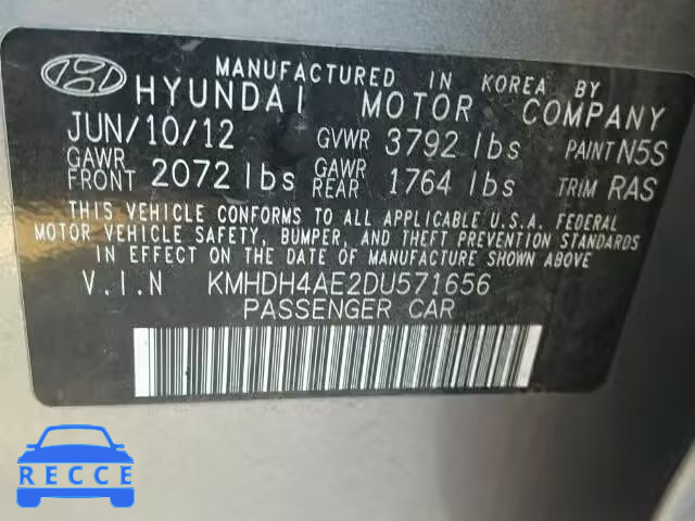 2013 HYUNDAI ELANTRA GL KMHDH4AE2DU571656 зображення 9