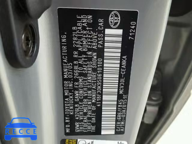 2005 TOYOTA CAMRY LE/X 4T1BF30K95U610100 image 9