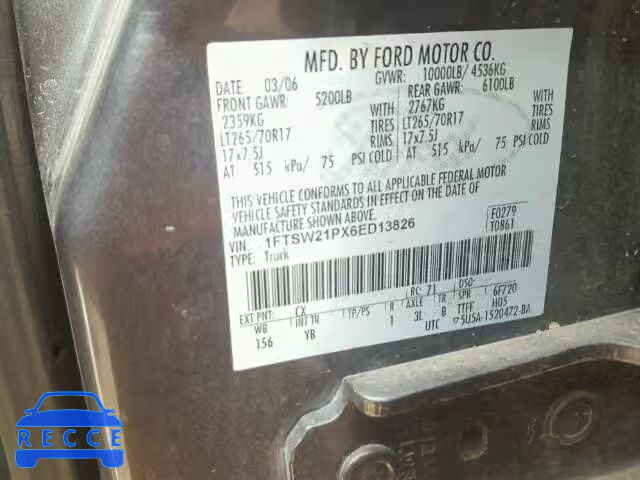 2006 FORD F250 SUPER 1FTSW21PX6ED13826 image 9