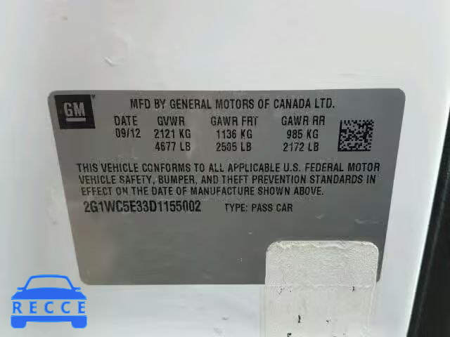 2013 CHEVROLET IMPALA LTZ 2G1WC5E33D1155002 image 9