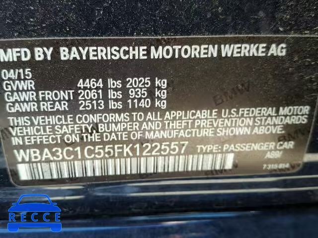 2015 BMW 328I SULEV WBA3C1C55FK122557 зображення 8