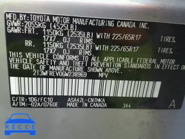 2016 TOYOTA RAV4 XLE 2T3WFREV0GW238969 image 9