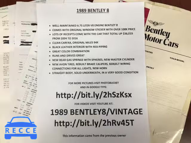 1989 BENTLEY EIGHT SCBZE02B9KCX24751 image 9