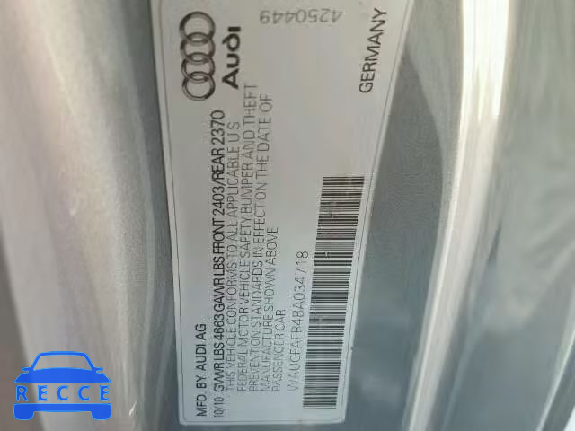 2011 AUDI A5 QUATTRO WAUCFAFR4BA034718 image 8