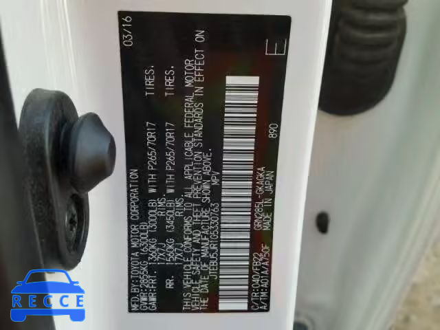 2016 TOYOTA 4RUNNER SR JTEBU5JR1G5330763 image 9