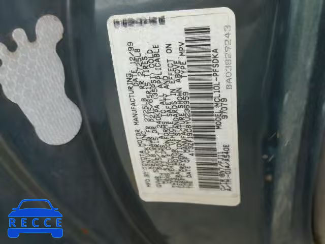 2000 TOYOTA SIENNA CE 4T3ZF19C8YU236959 image 9