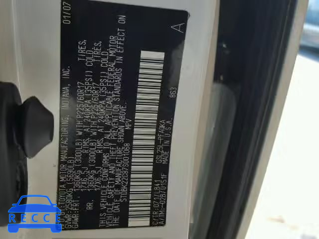 2007 TOYOTA SIENNA XLE 5TDBK22C87S001068 image 9