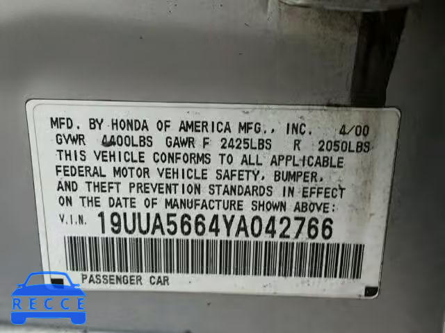 2000 ACURA 3.2 TL 19UUA5664YA042766 image 8