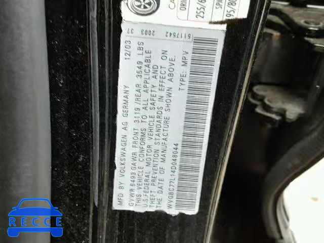 2004 VOLKSWAGEN TOUAREG 3. WVGBC77L14D048044 Bild 9