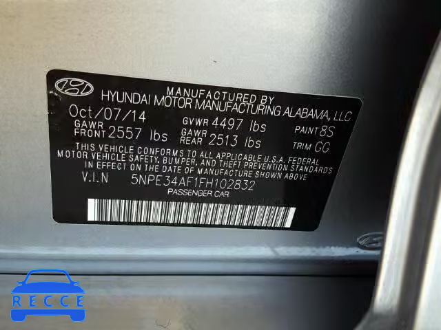 2015 HYUNDAI SONATA SPO 5NPE34AF1FH102832 зображення 8