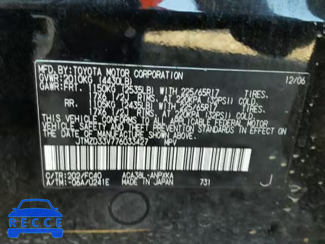 2007 TOYOTA RAV4 JTMZD33V776033427 image 9