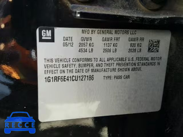 2012 CHEVROLET VOLT 1G1RF6E41CU127186 image 9