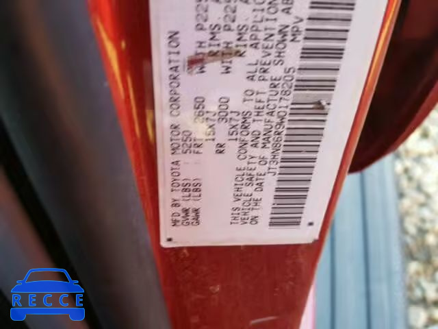 1998 TOYOTA 4RUNNER SR JT3HN86R9W0178205 image 9