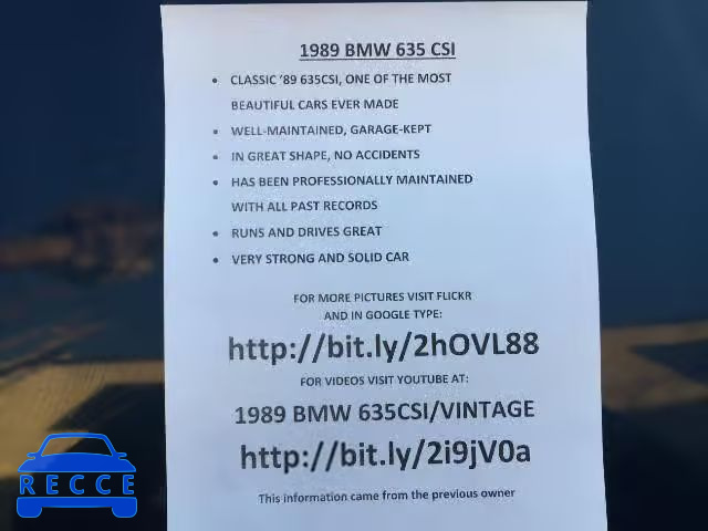 1989 BMW 635CSI AUT WBAEC8418K3268467 Bild 9