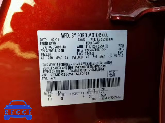 2014 FORD EDGE SEL 2FMDK3JC5EBA50481 Bild 8