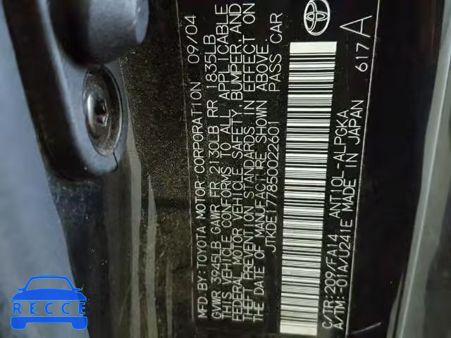 2005 TOYOTA SCION TC JTKDE177850022601 image 9