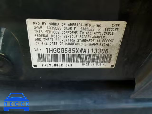 1998 HONDA ACCORD EX 1HGCG565XWA113306 image 8