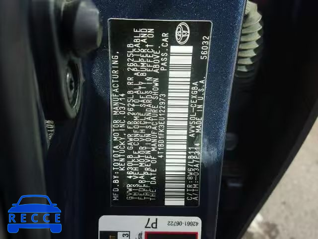 2014 TOYOTA CAMRY HYBR 4T1BD1FK3EU122973 image 9