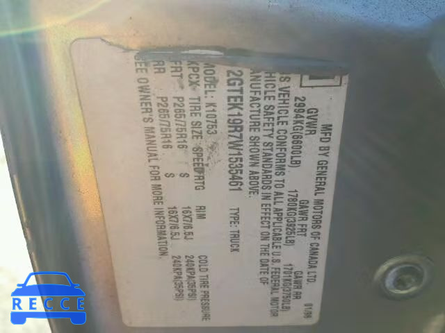 1998 GMC SIERRA K15 2GTEK19R7W1535461 image 8