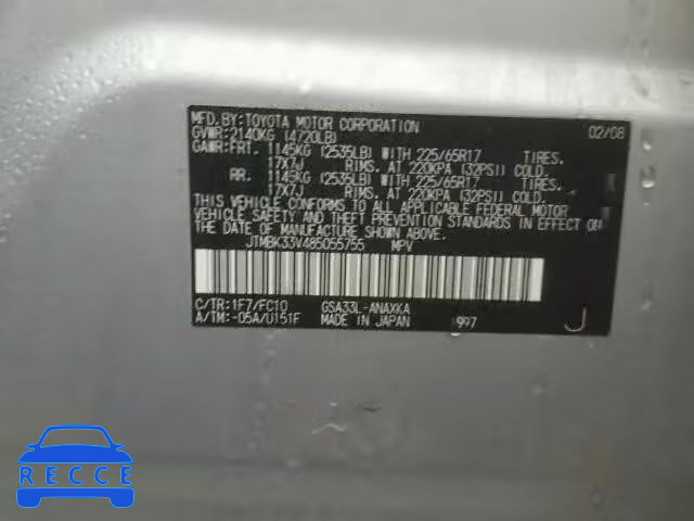 2008 TOYOTA RAV4 JTMBK33V485055755 image 9