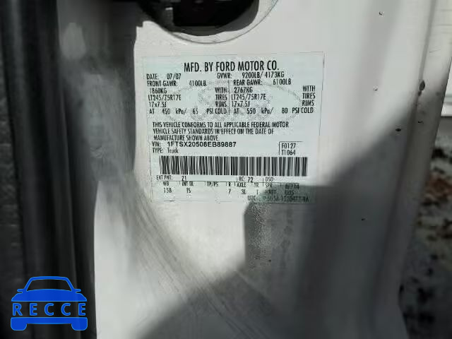 2008 FORD F250 SUPER 1FTSX20508EB89887 image 8