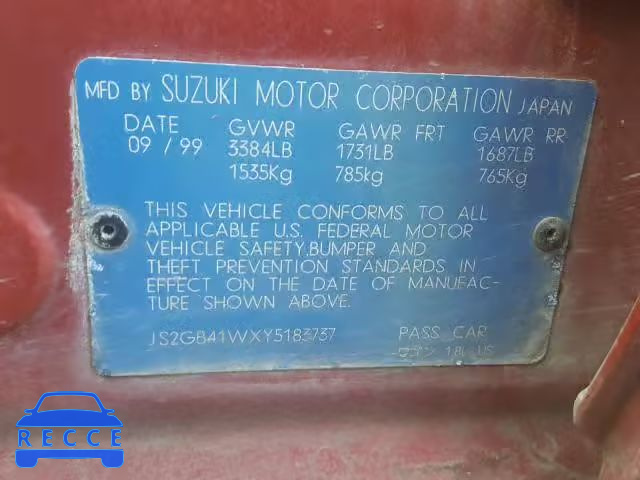 2000 SUZUKI ESTEEM GL JS2GB41WXY5183737 image 9