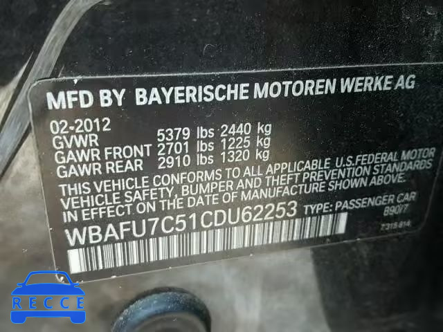 2012 BMW 535 XI WBAFU7C51CDU62253 image 9