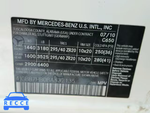 2011 MERCEDES-BENZ ML 63 AMG 4JGBB7HB0BA632135 зображення 9